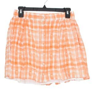 Urban Outfitters Skirt Pleated Mini Gingham Preppy Retro Button Up Orange Medium